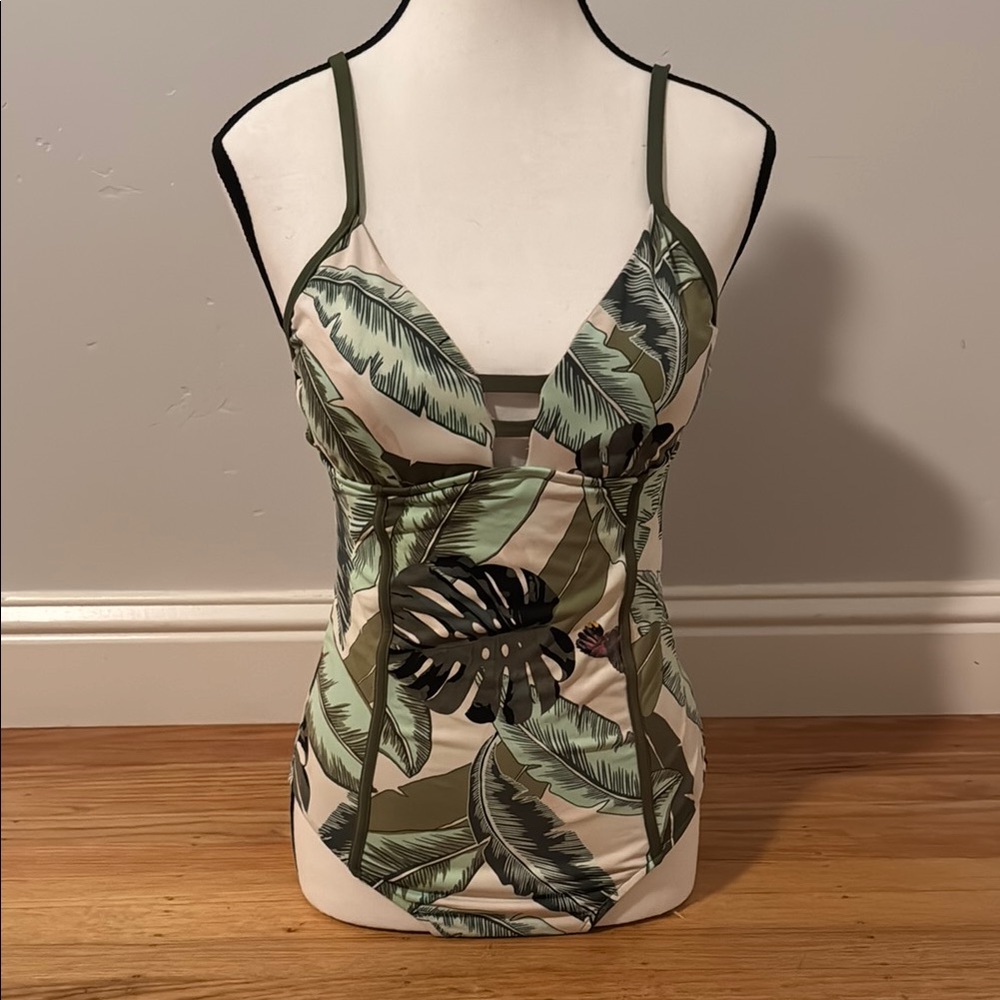 Seafolly Palm Beach Moss Cut Out Fitted One Piece Swimsuit